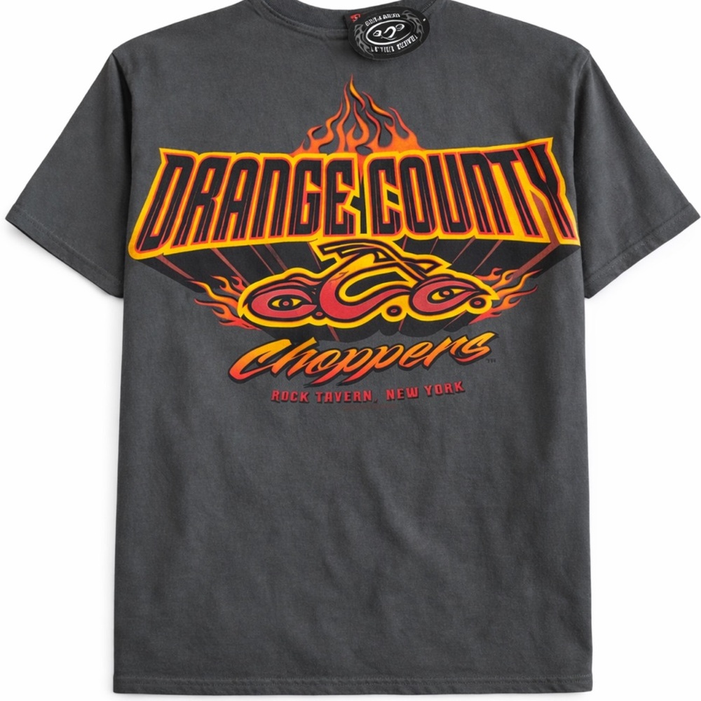 Orange County Choppers Flame Graphic Tee - Charcoal Black vintage retro size xxl